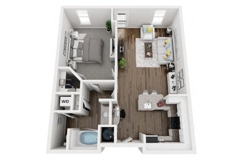 1 Bed 1 Bath 798 sf Reynolds Renovated Floor Plan at Two Addison Place, Pooler, Georgia